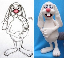 Exclusive Rabbit puppet, made from our sketch for Manfred Witt (Austria).