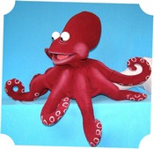 Octopus puppet (red), Puppet for sale.